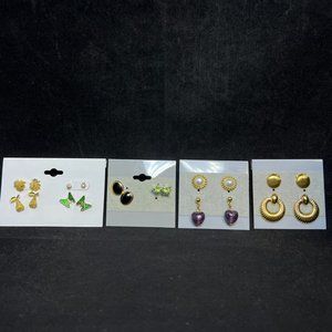 Lot Of 10 Gold Tone Pierced Earrings (4167)